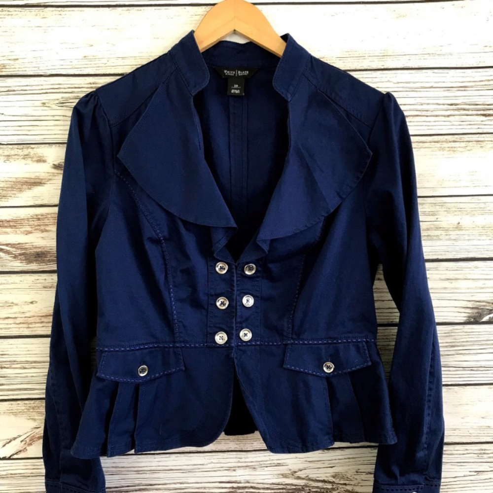 White House Black Market Blue Cropped Jacket